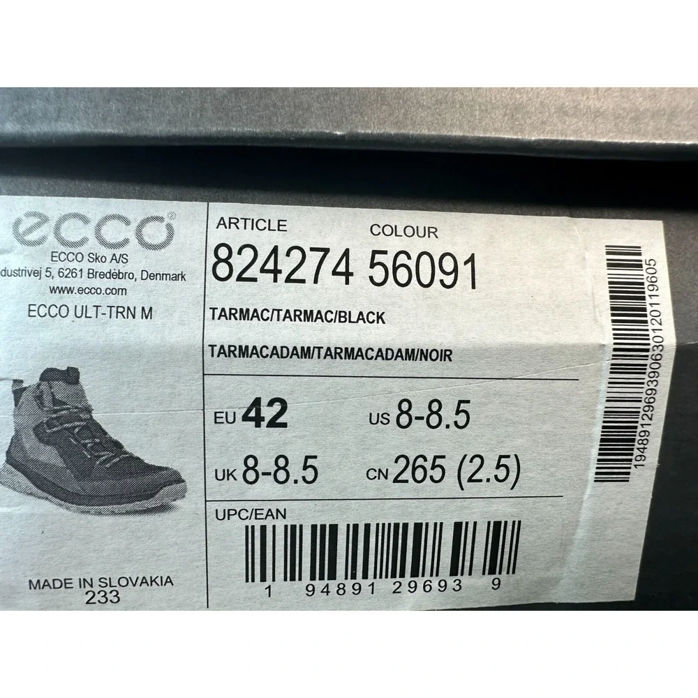 ECCO Ultra Terrain Waterproof Mid-cut Hiking Boot Mens Size 9-9.5 Tarmac Leather